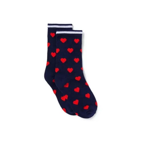 Janie and Jack Other - Janie and Jack Heart Sock in Merchant Marine Heart Size 4-5
